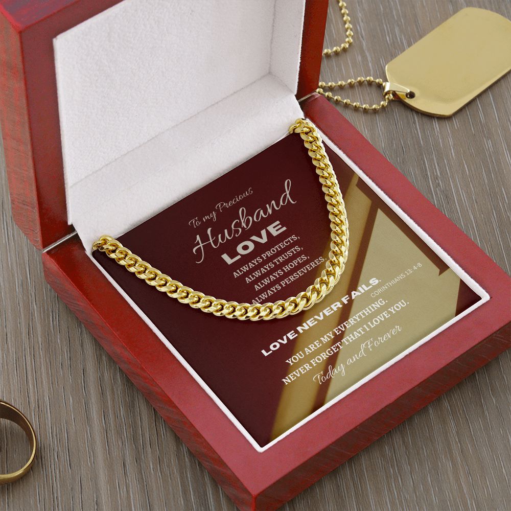 Stainless Steel Cuban Link Chain--To my Precious Husband