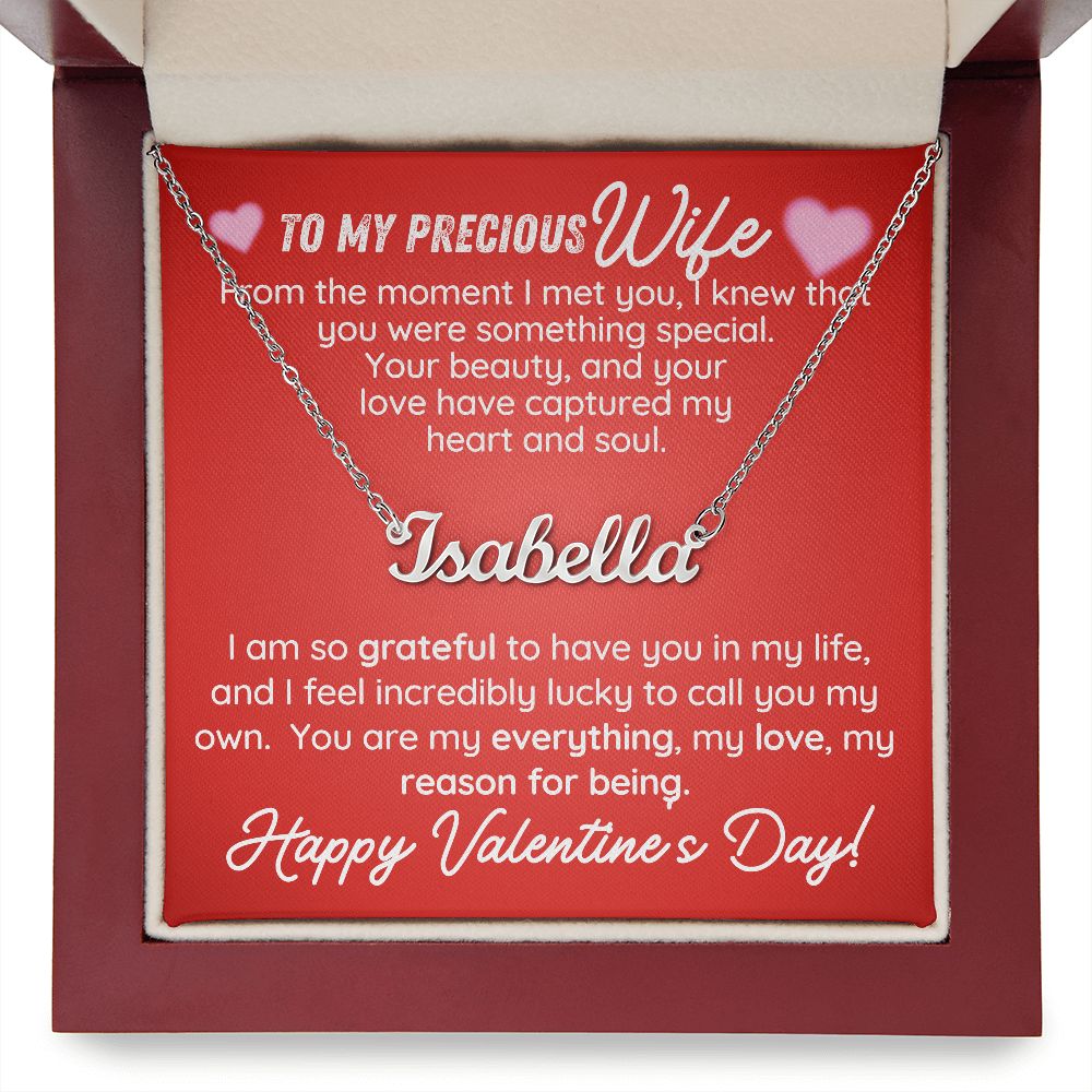 Personalized Name Necklace--To my Precious Wife--For Valentine's Day.