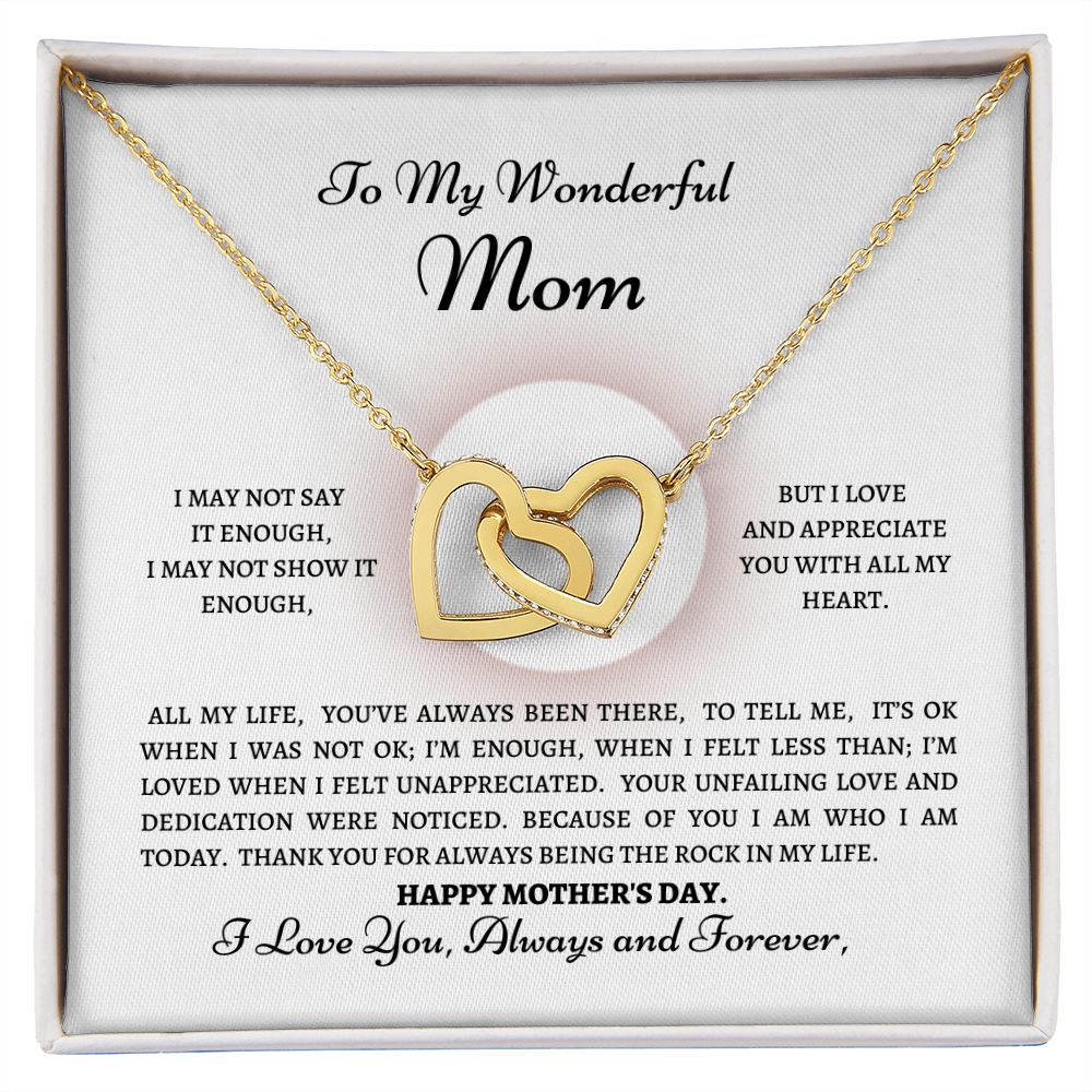 To my Wonderful Mom---Interlocking Hearts Necklace