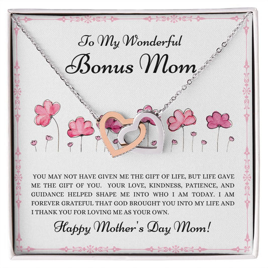 To my Wonderful Bonus Mom---Interlocking Heart Necklace