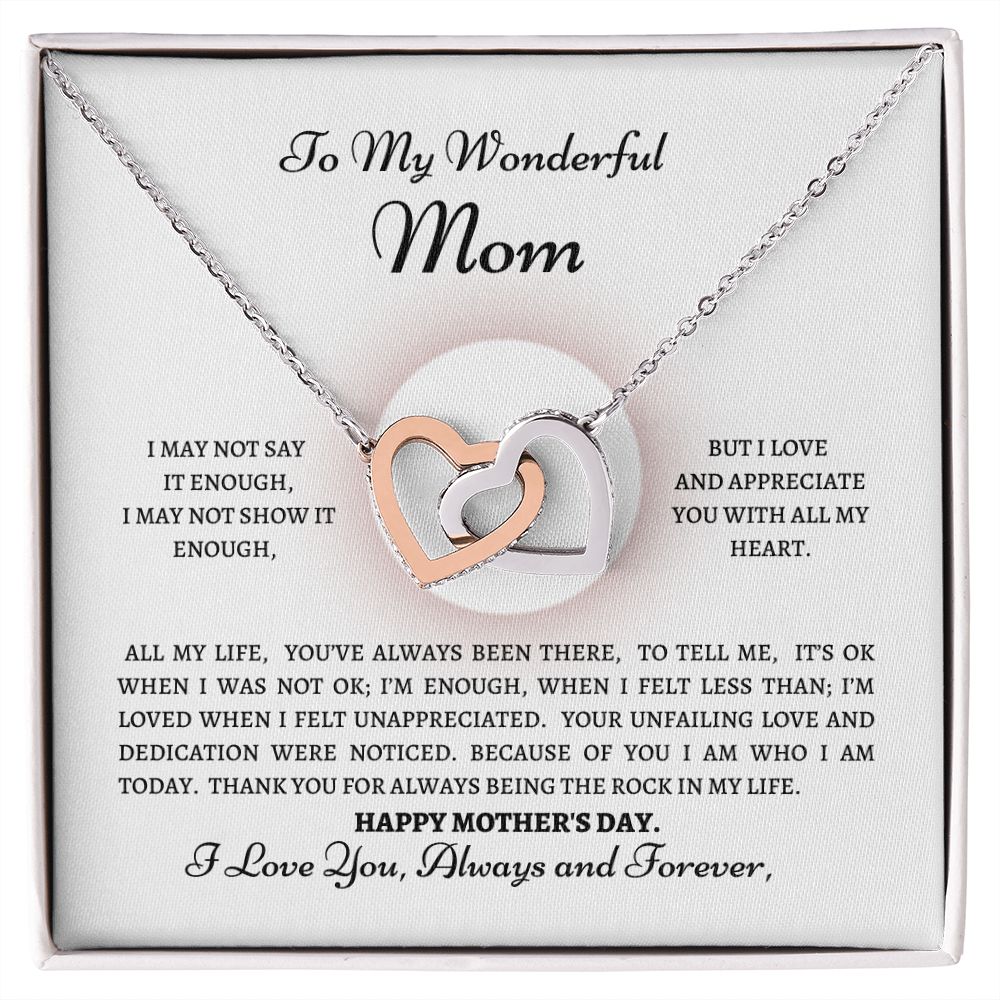 To my Wonderful Mom---Interlocking Hearts Necklace