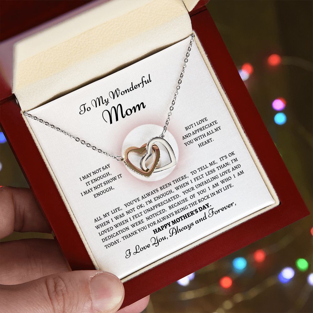 To my Wonderful Mom---Interlocking Hearts Necklace