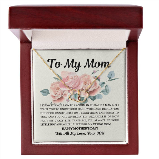 To my Mom, 14K  Gold Heart to Heart Everlasting Love Necklace