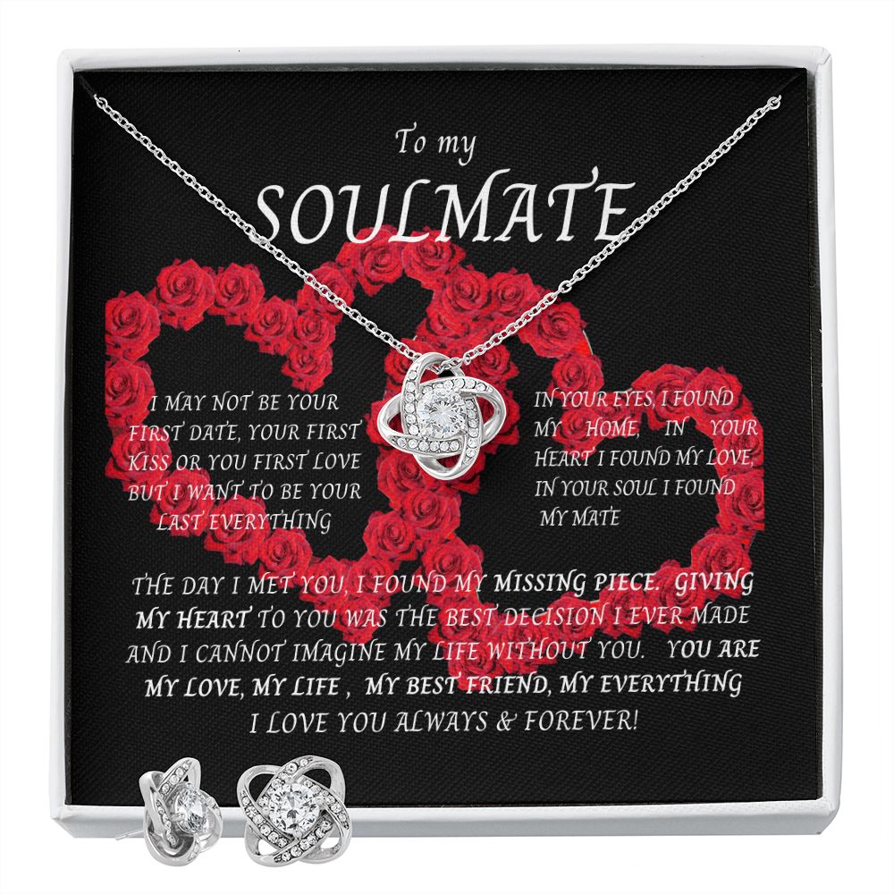 Love Knott Earrings and Necklace set--To my SOULMATE