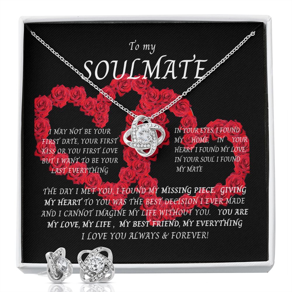 Love Knott Earrings and Necklace set--To my SOULMATE