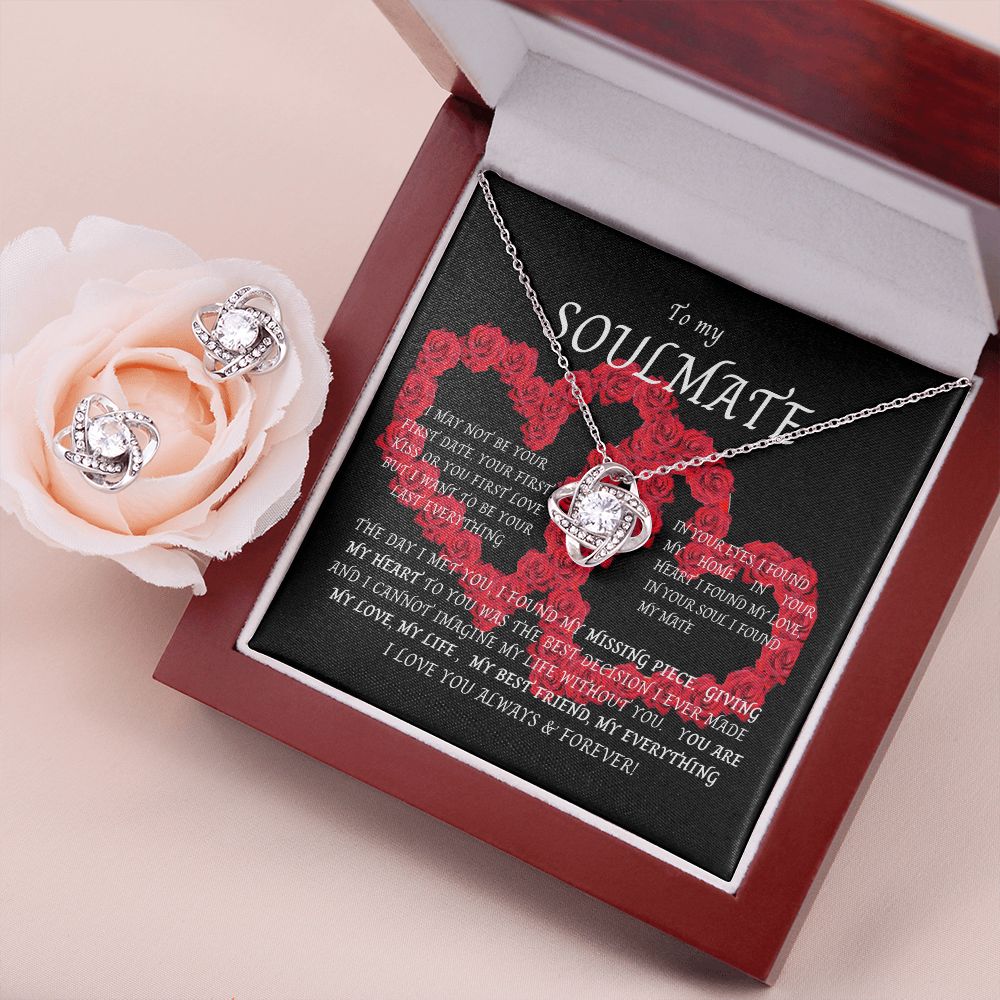 Love Knott Earrings and Necklace set--To my SOULMATE