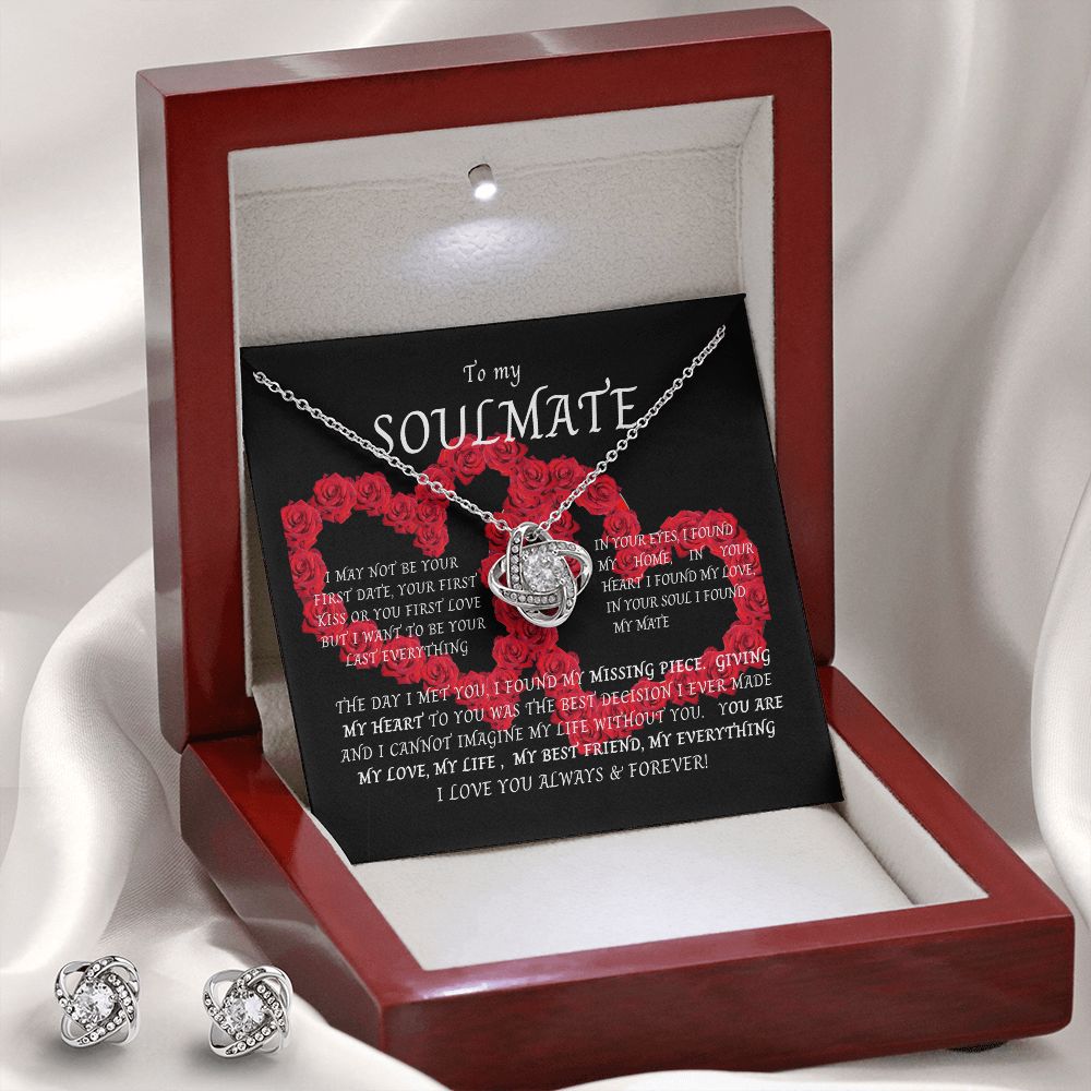 Love Knott Earrings and Necklace set--To my SOULMATE