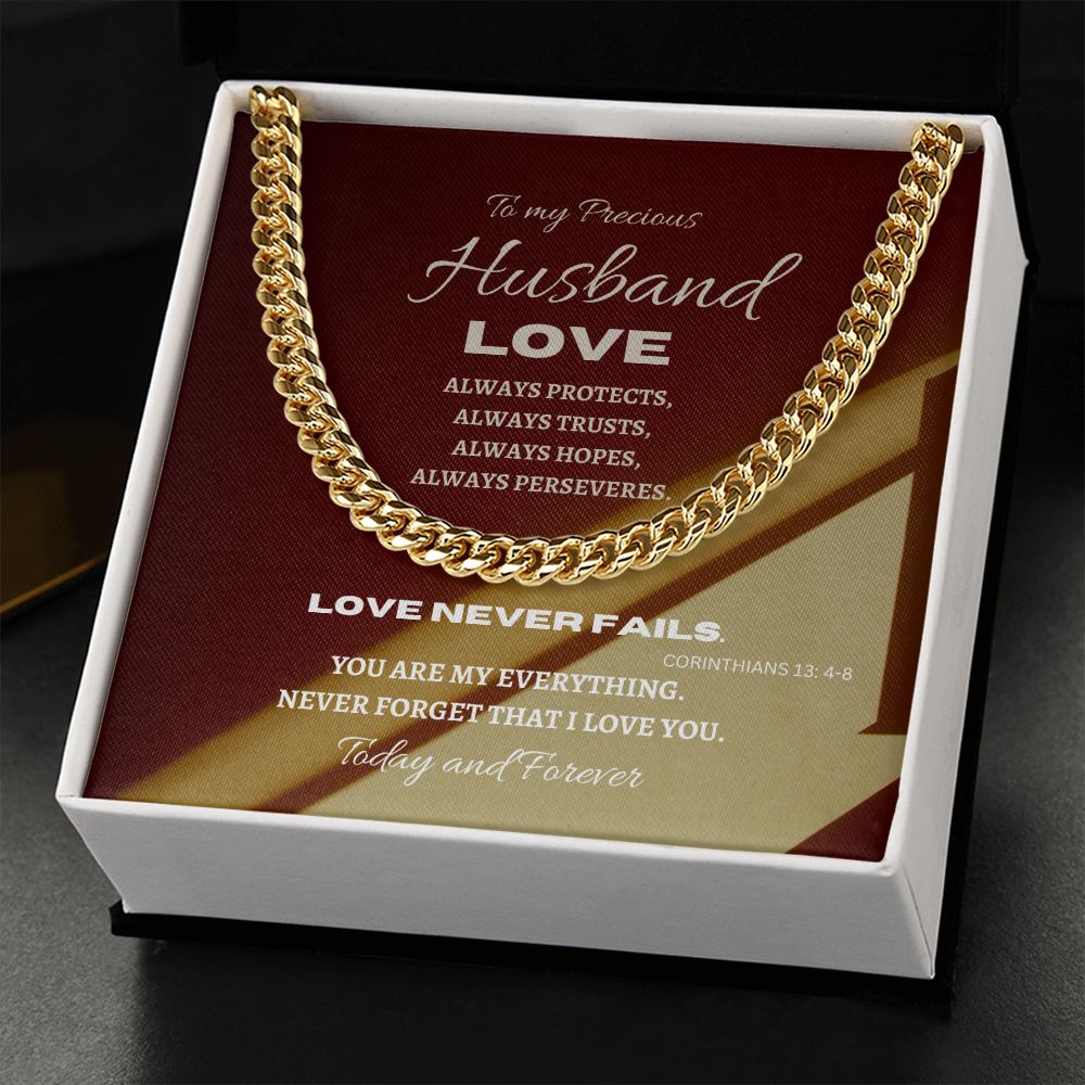 Stainless Steel Cuban Link Chain--To my Precious Husband