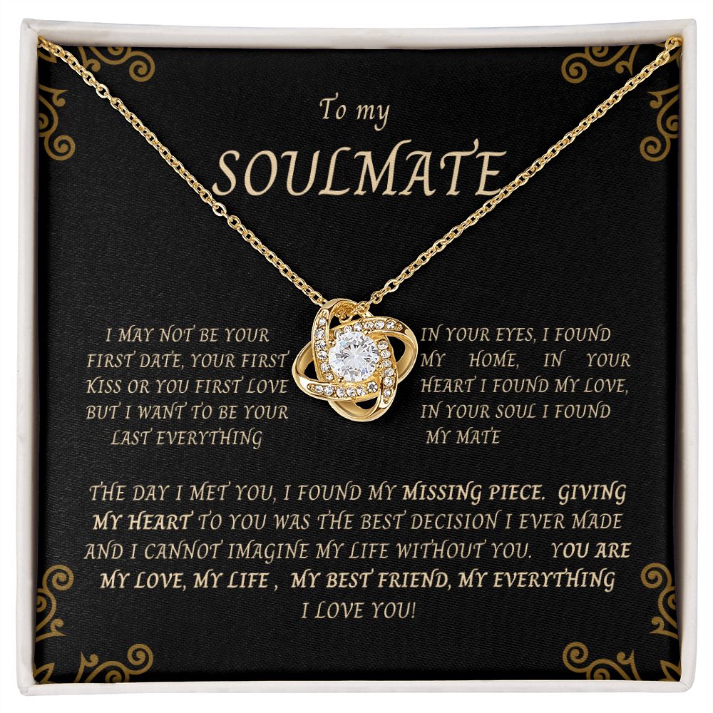 Love Knott Necklace--To My SOULMATE. Matching earrings available