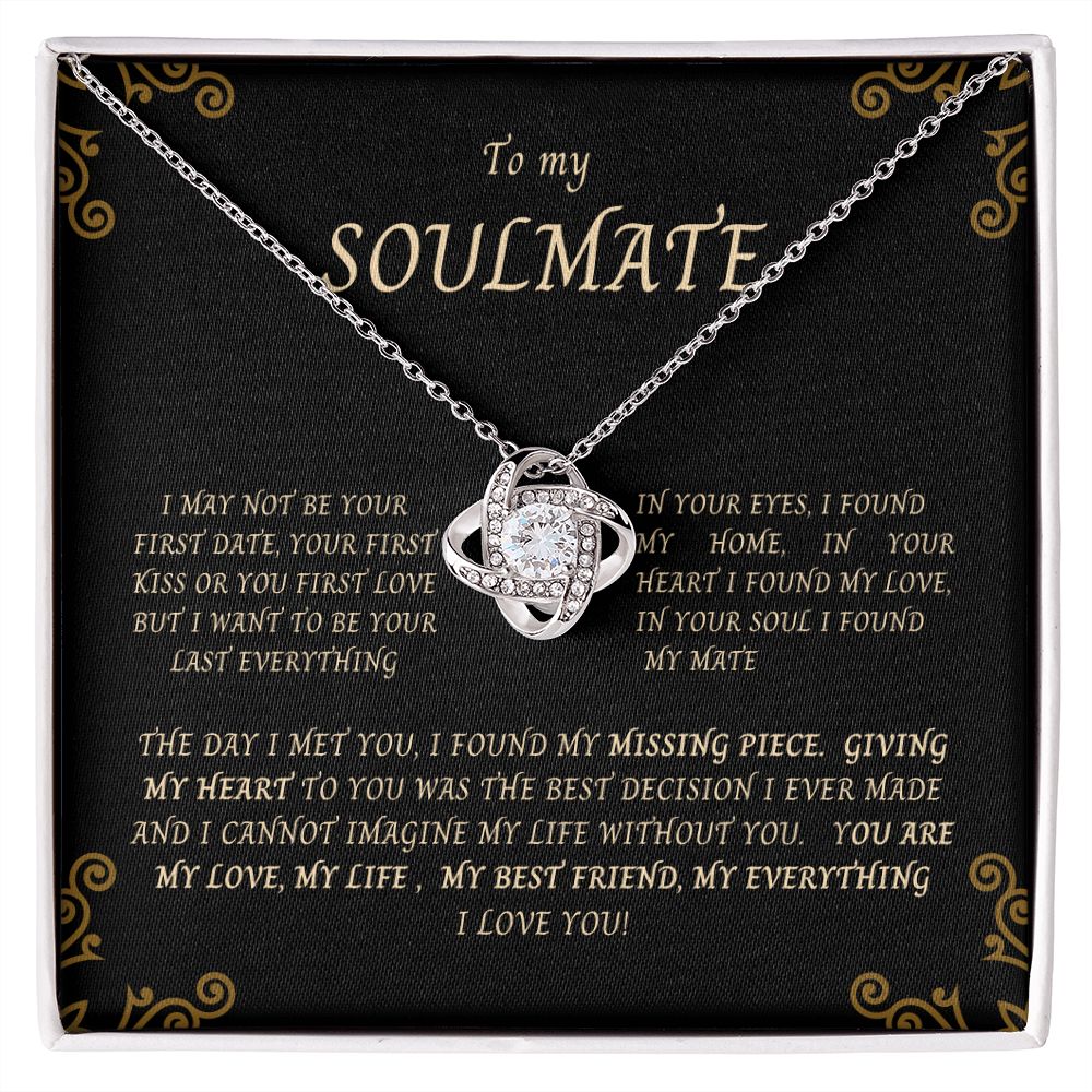 Love Knott Necklace--To My SOULMATE. Matching earrings available