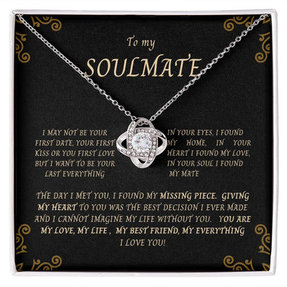 Love Knott Necklace--To My SOULMATE. Matching earrings available