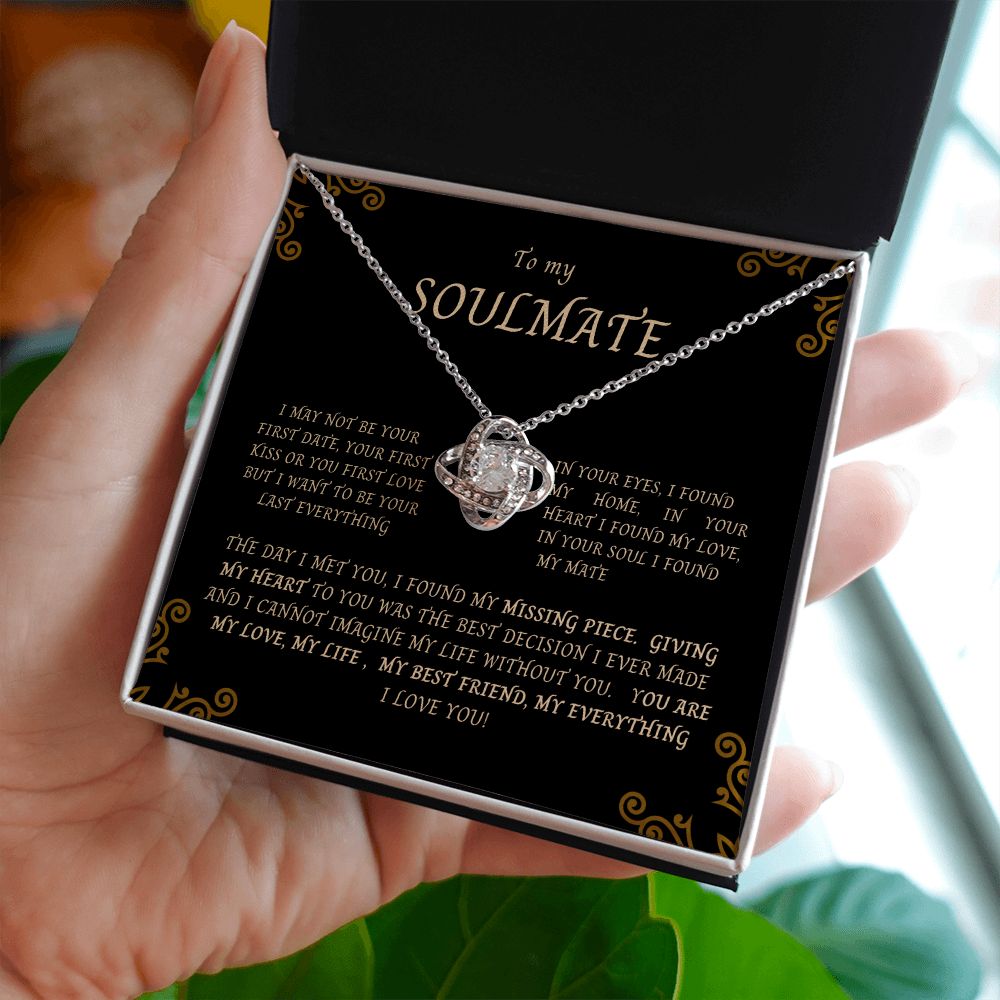 Love Knott Necklace--To My SOULMATE. Matching earrings available