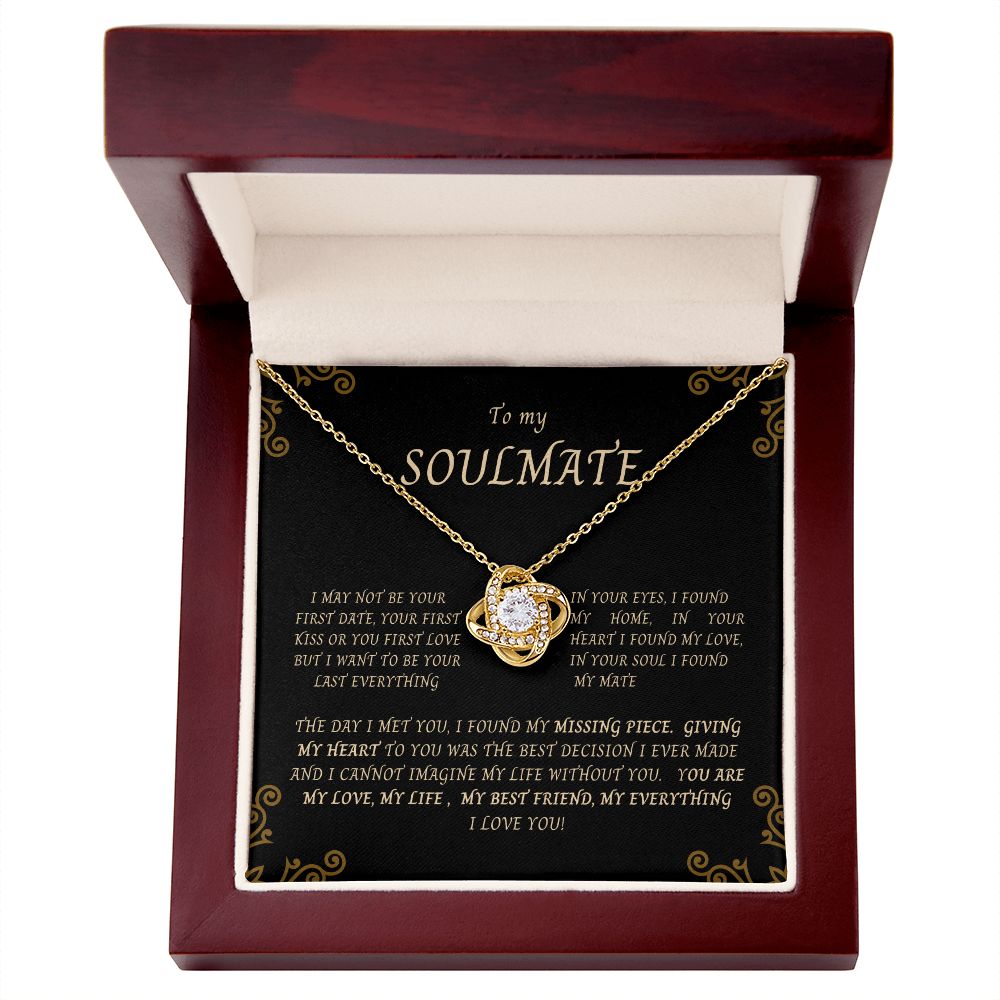 Love Knott Necklace--To My SOULMATE. Matching earrings available