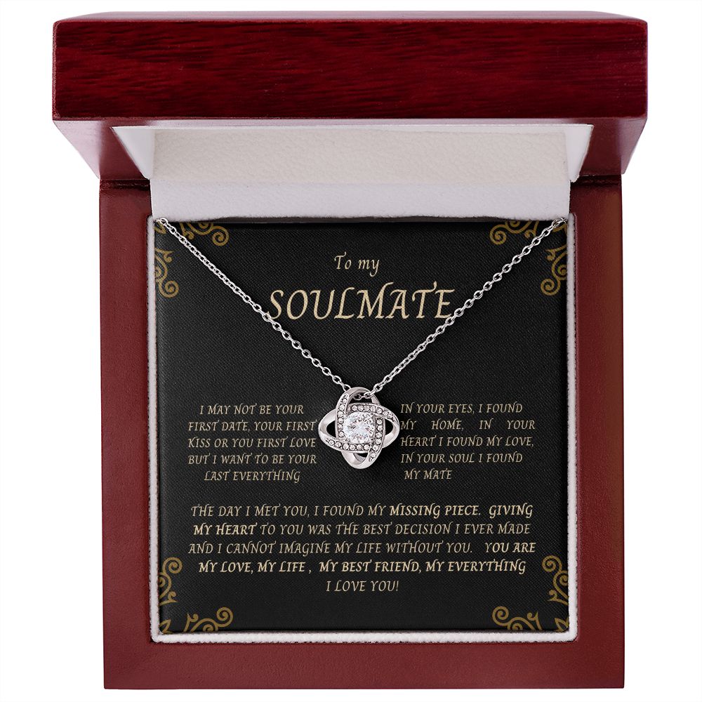 Love Knott Necklace--To My SOULMATE. Matching earrings available