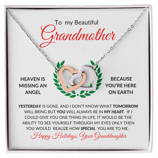 Grandmother--Interlocking Hearts Holiday Gift-Heaven is Missing an Angel