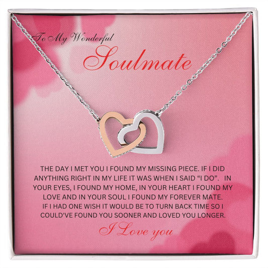 Interlocking Heart Necklace...To my Wonderful Soulmate